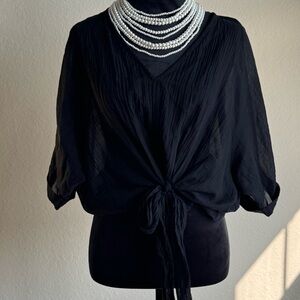 Express Black Tie-Front Blouse